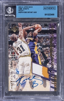 2000-01 Upper Deck "Game Jerseys" Patch 1 #KBPA Kobe Bryant Signed Game Used Patch Card (#1/8) – BGS Authentic